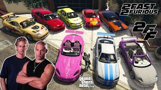 GTA 5 - Stealing 2Fast2Furious Movie Cars with Franklin | (GTA V Real Life Cars #76)
