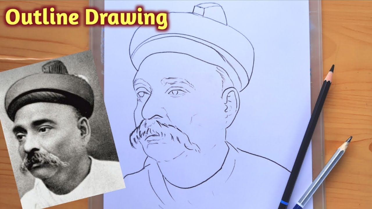 Bal Gangadhar Tilak outline drawing / Easy Bangla drawing tutorial ...