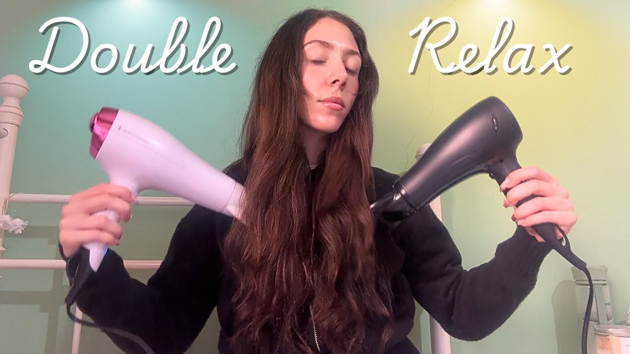 Double Hair Dryer Sounds - White Noise for Deep Sleep 8 Hours with BLACK SCREEN