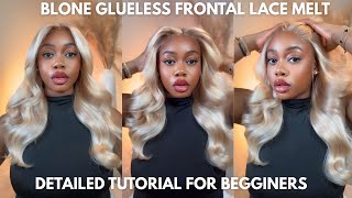 🔥hot Natural Blonde 👱🏾‍♀️!*detailed* Glueless Lace Melt Tutorial Ft. Subella Blonde Curtain Bang Wig