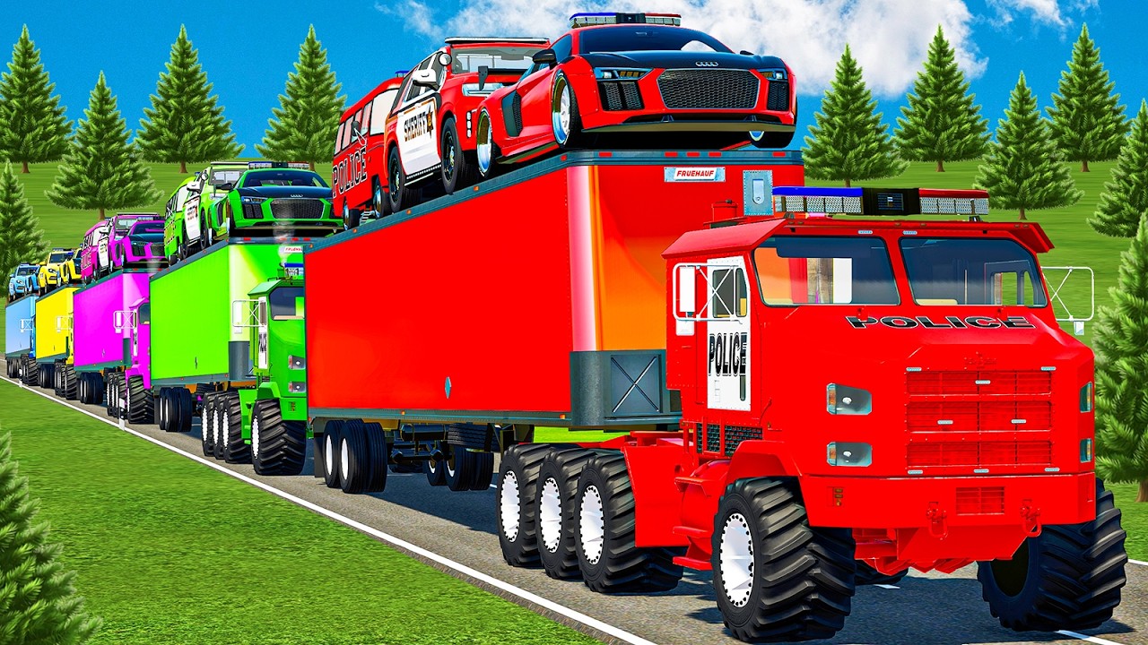 MASSIVE TRANSPORT LONG CONVOY FIRE DEPARTMENT, POLICE, AMBULANCE & BATTLE! FS 25