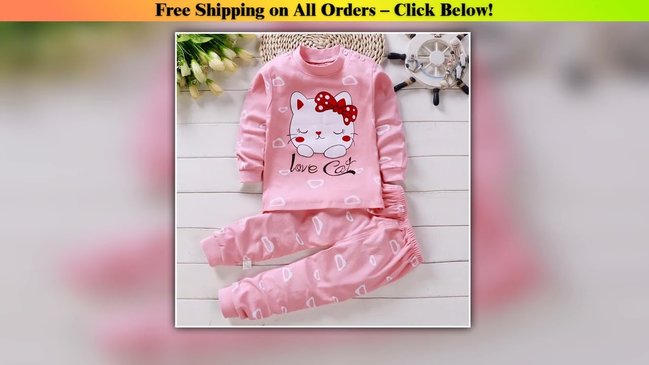 Cotton baby girl clothing winter newborn baby clothing set 2 sets of spring childrens pajamas 05 ye