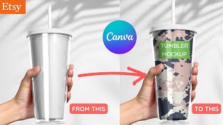 How To Create Free TUMBLER MOCKUP Template Using Canva. screenshot 2