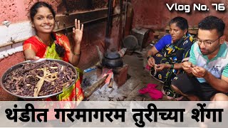 माझा '७६वा' व्लॉग..😊 | शेतातून आणल्या गावठी तुरी आणि मस्त चुलीवर मातीच्या भांड्यात उकडून खाल्ल्या..😋