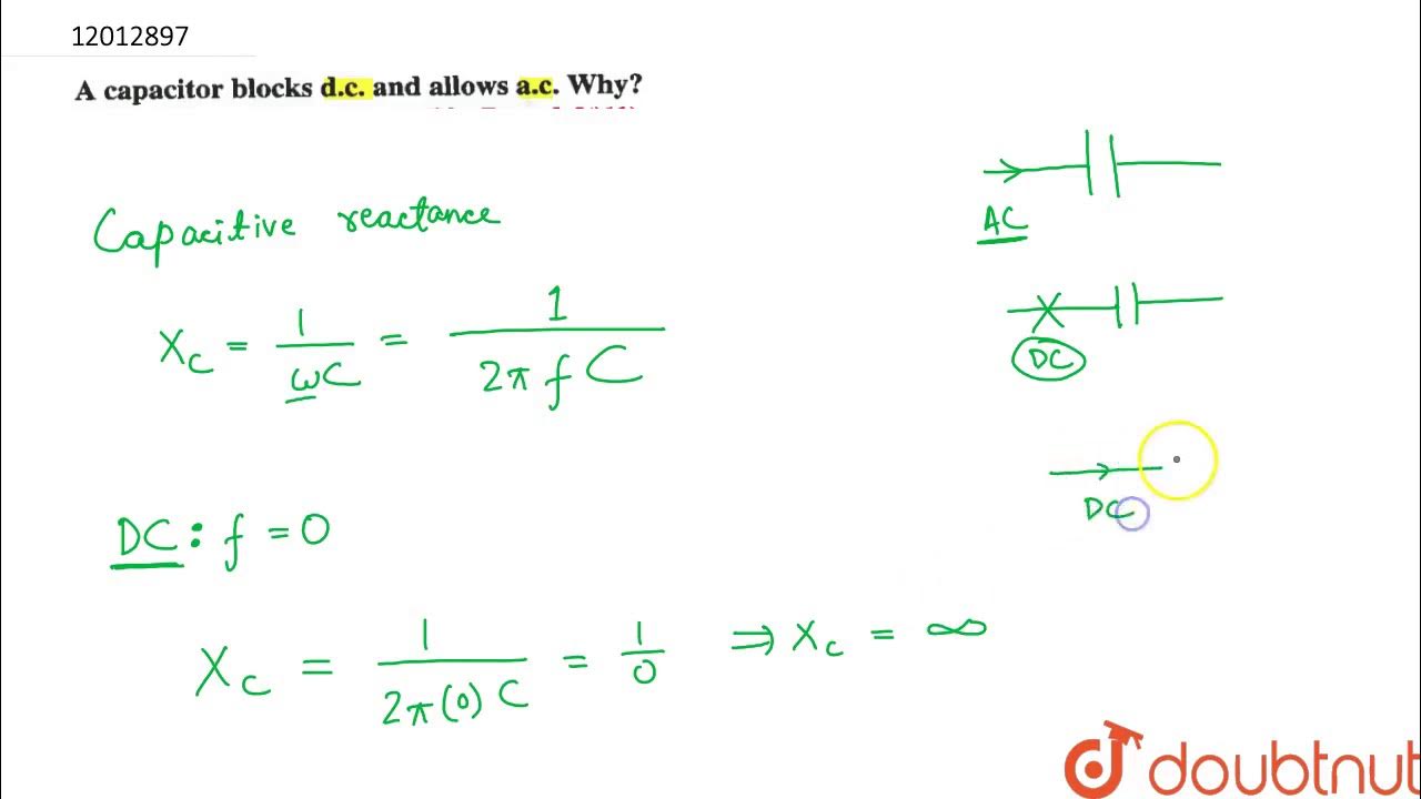 A Capacitor blocks d.c. and allows a.c. Why ? YouTube