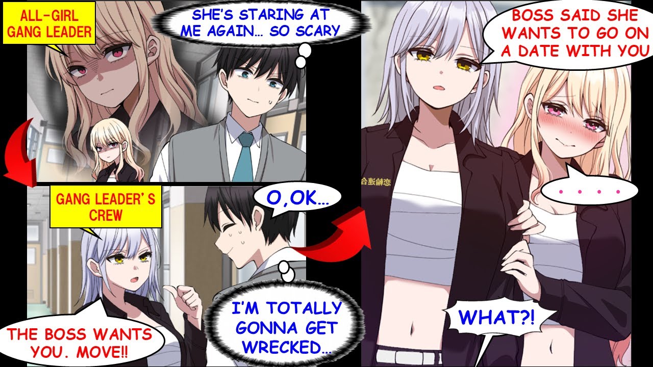 [Manga Dub] Меня пригласила на свидание самая страшная главарь девчачьей банды, которая всегда см...