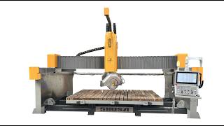 Shusa Mechatronics - 5 Axis CNC Bridge Saw | 0 to 90° Blade Tilting Marble Cutting Demo