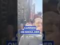Freed Palestinian prisoner carries other on shoulders
