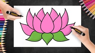 Lotus Flower Drawing Easy For Kids Drawing Lotus Lotus Ki Drawing