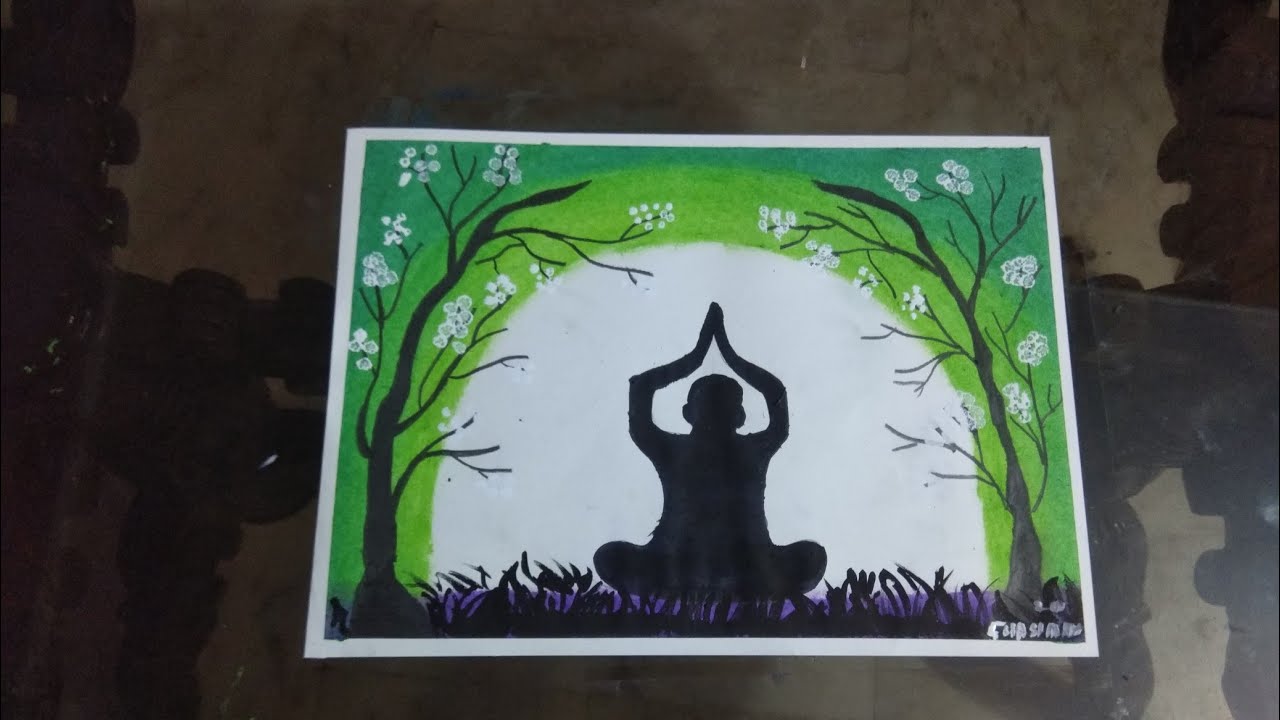 International Yoga Day drawing with oil pastel by Shashank roy arts