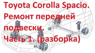 Ремонт передней подвески Corolla Spacio ч.1. (Снятие стойки, выпрессовывание шаровой, снятие линьки) Ремонт передней подвески Corolla Spacio ч.1. (Снятие стойки, выпрессовывание шаровой, снятие линьки)