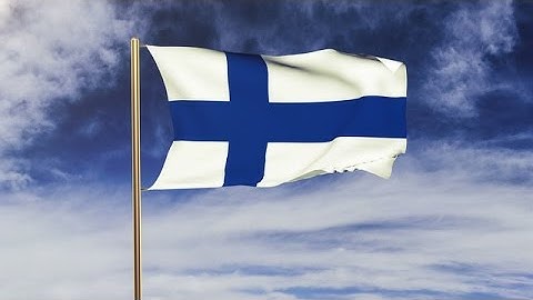 Finland Flag Waving In The Wind. Looping Sun Rises Style. Animation Loop. Green Stock Animation