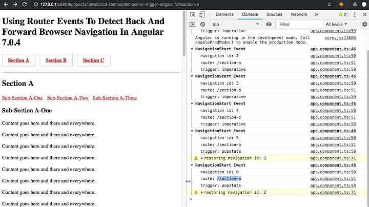 Using Router Events To Detect Back And Forward Browser Navigation In Angular 7.0.4