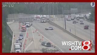Cut gas line shuts down multiple lanes of I-465