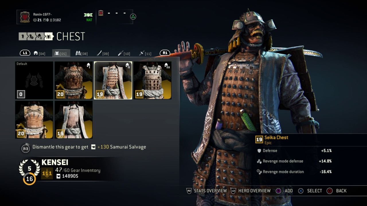 For Honor Kensei Epic Armor set Seika
