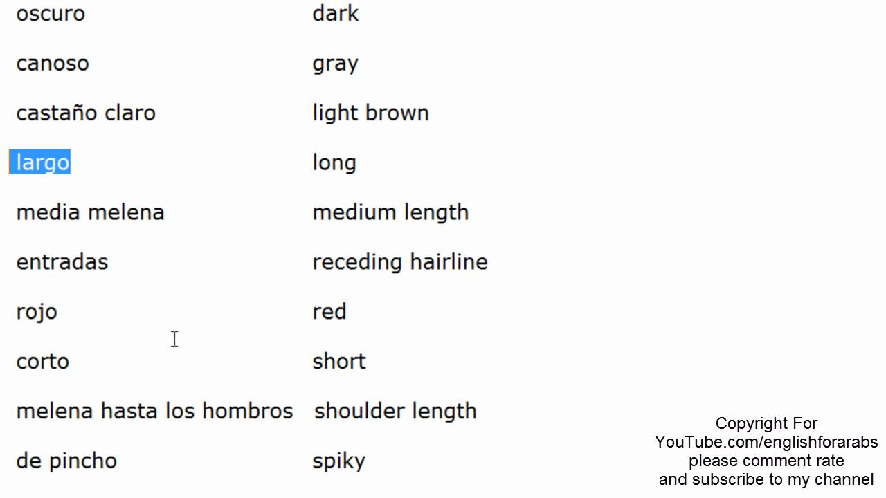 People Hair Vocabulary In Spanish Spanish For Beginners Youtube