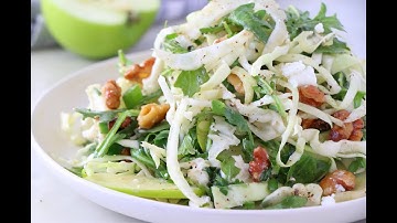 Easy Cabbage Arugula Salad with Toasted Walnuts + Apples