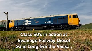 Class 50's in action on the Swanage Railway Diesel Gala weekend.