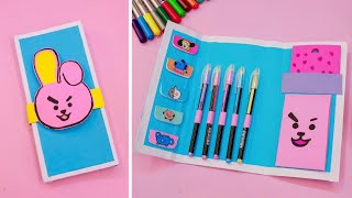 DIY cute bt21 folder organizer from papers only || How to make very cute folder organizer at home