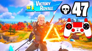47 Kill Solo Squads Geralt Of Rivia Skin Gameplay "Zero Build" Win (Fortnite C4 S1) + Best Settings Geralt Of Rivia Skin