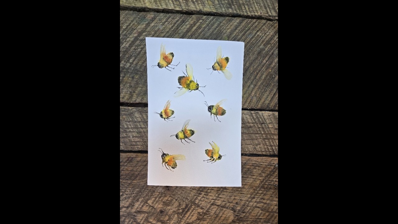Easy Watercolor Bees - No drawing required!