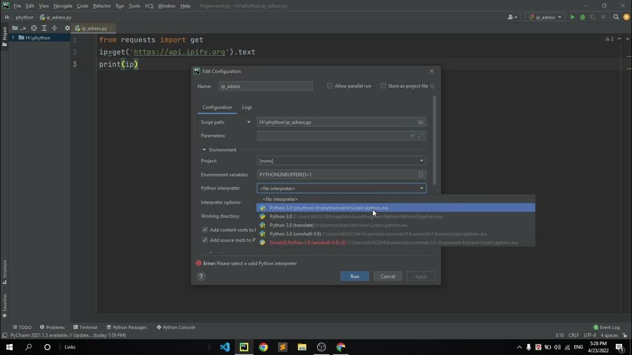 How to find ip address | ip adress | python #shorts - YouTube
