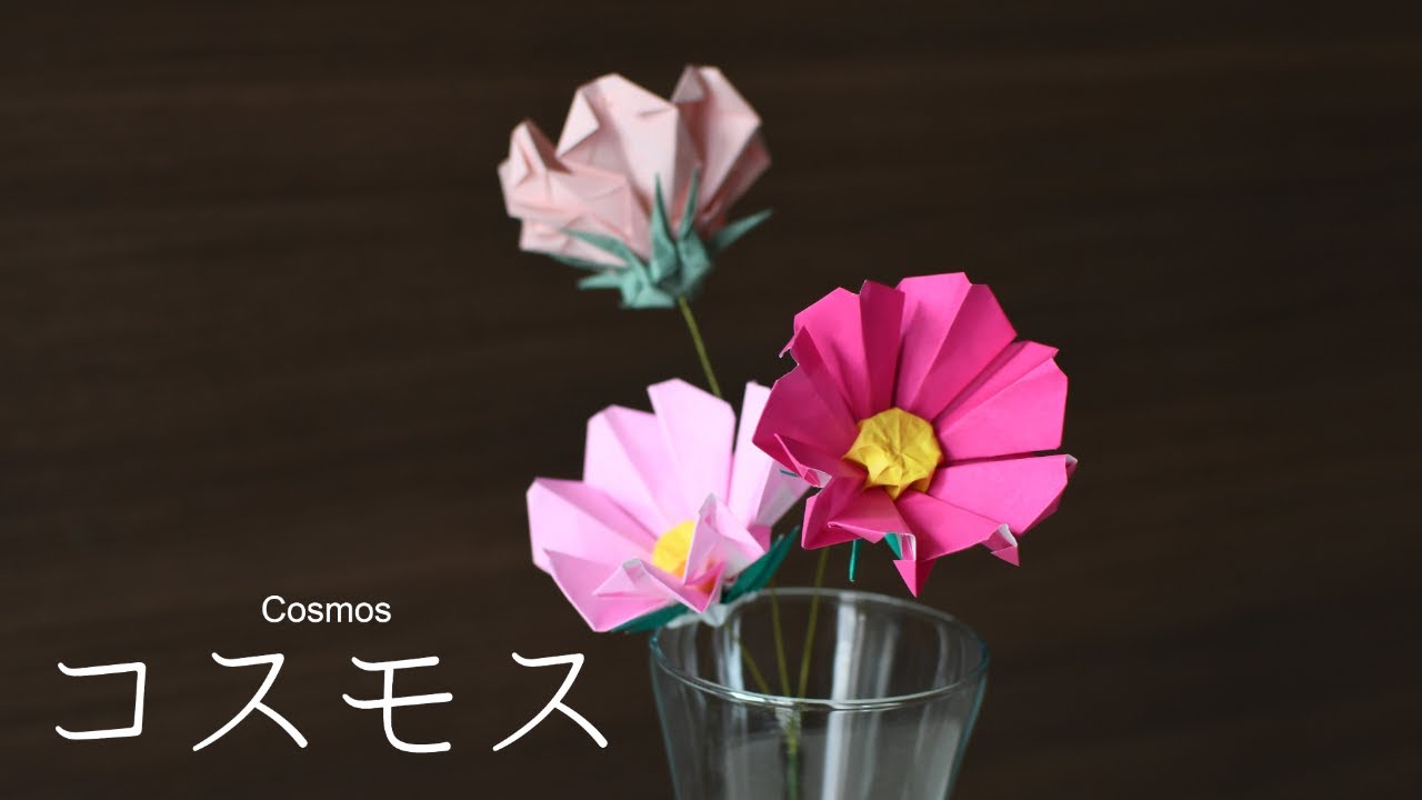 【100円折り紙】綺麗なコスモスの折り方｜Cosmos【Origami】