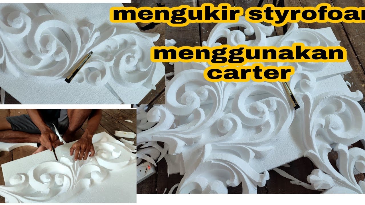 cara mudah mengukir styrofoam menggunakan pisau carter . carve styrofoam using a charter knife....