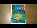 Cara menggambar pemandangan rumah tepi sungai sangat mudah untuk pemula- suana asri #art #drawing