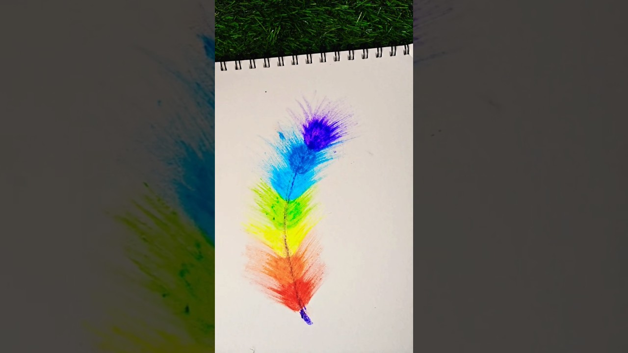 😍🌈Beautiful Rainbow Feather Painting #shorts