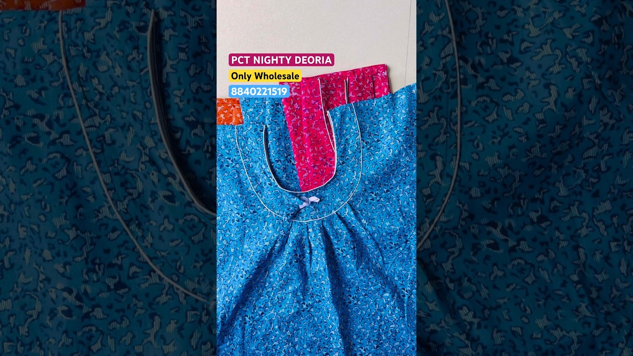 Cotton nighties round neck | Cotton nighties piping design | Double piping nighties