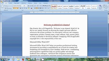 Word 2007: How to use indent and line spacing in word document