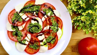 Салат Капрезе с соусом Песто - Праздничный и невероятно вкусный / Caprese salad with Pesto. Eng sub