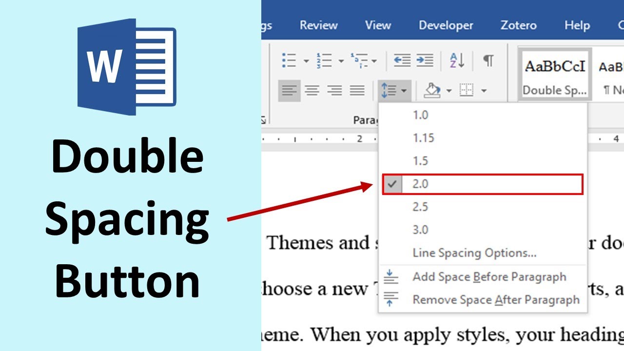 how to do single and double spacing between lines in word