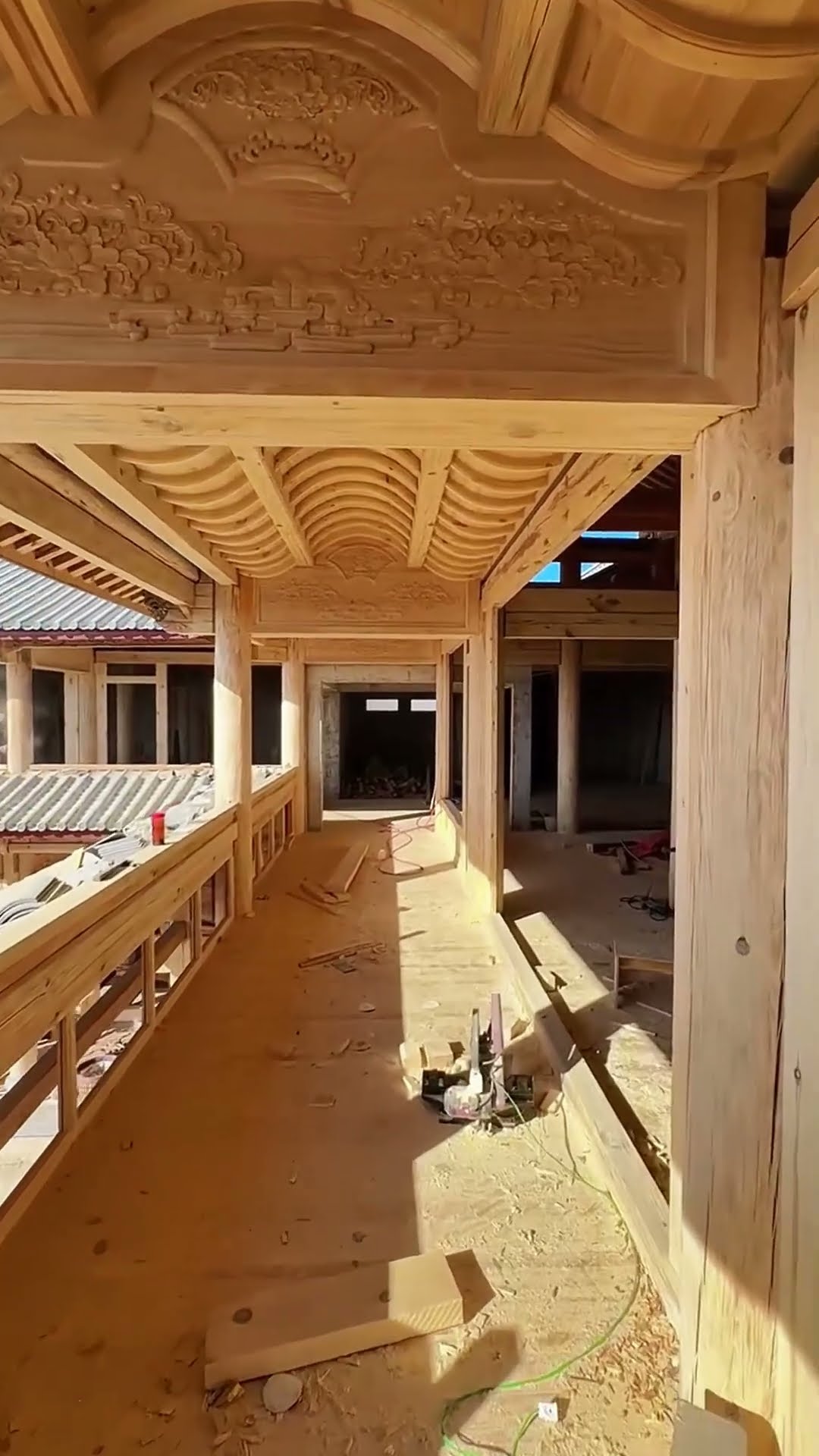 Tiled wood house building process
