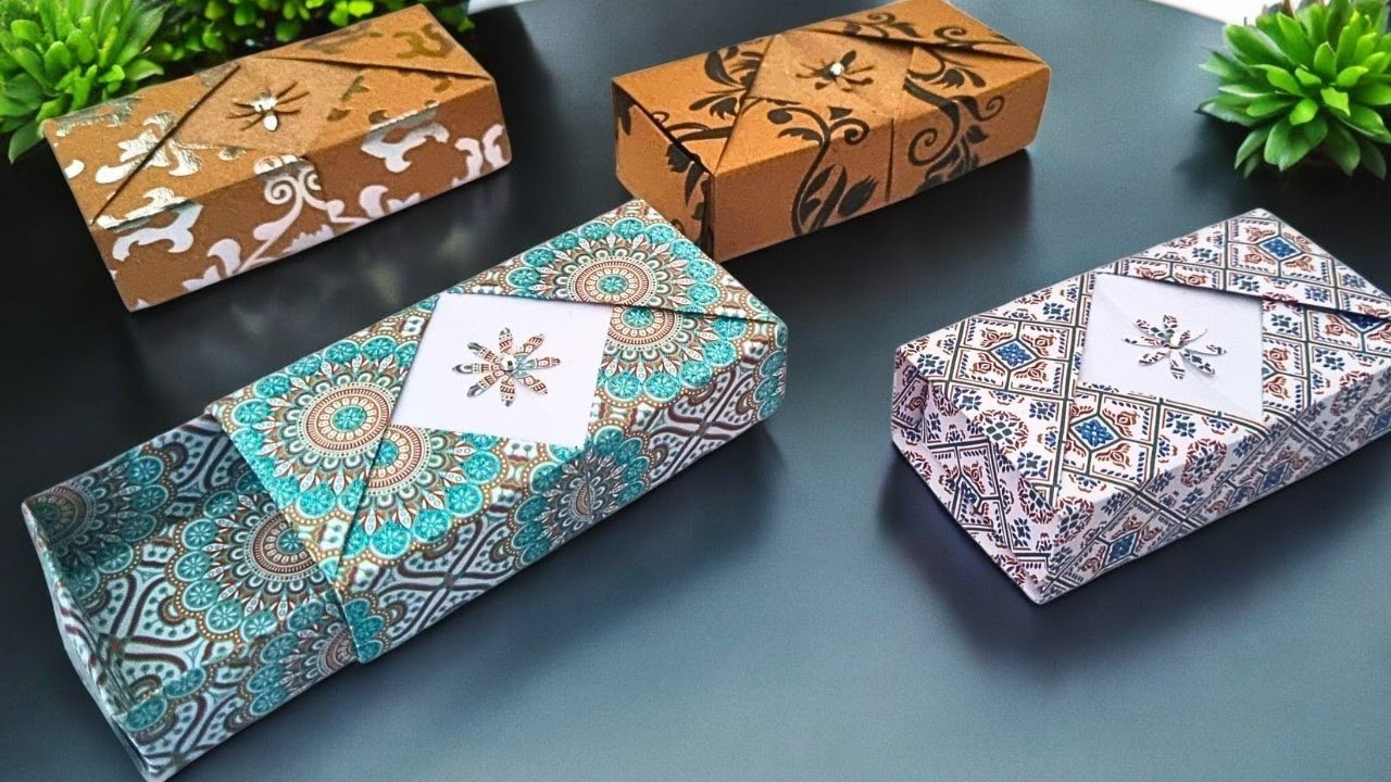Бумажная коробочка с крышкой для хранения замечательных аксессуаров | Поделки оригами для красоты