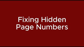 How to Fix Hidden Page Numbers