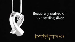 Ribboned Heart Sterling Silver Cremation Pendant