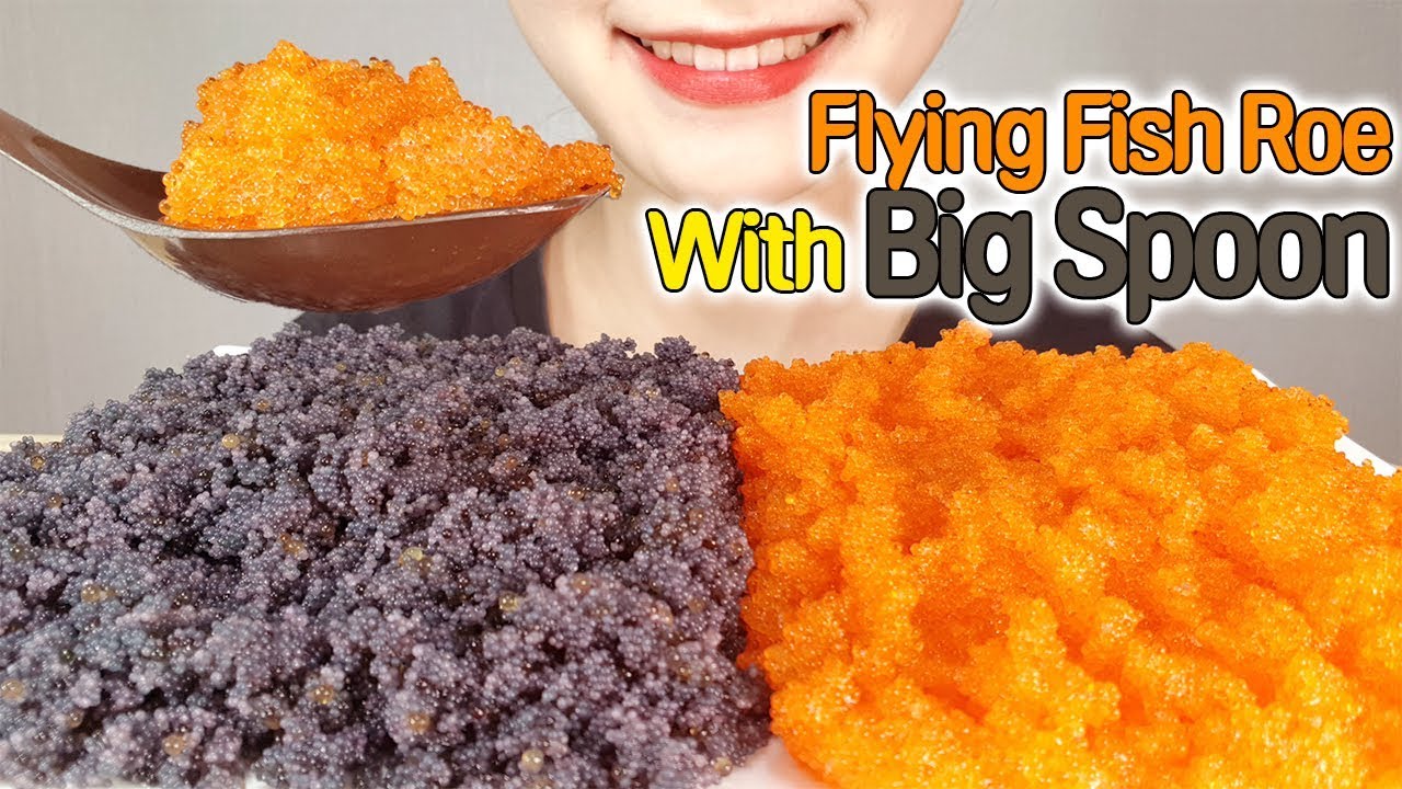 ASMR 큰 수저로 날치알 듬뿍 퍼먹기(Flying Fish Roe With Big Spoon) 리얼사운드 먹방 노토킹| *NoTalking MUKPPO mukbang