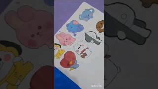 how to make bts sticker at home 💜ᗷTS⟭⟬💜#youtubeshorts #sticker #bts diy