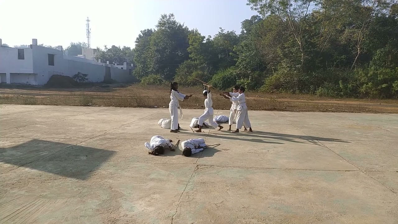 Stick Techniques by Karate Girls at Kasturba Gandhi Balika Vidyalaya Sohagpur Shahdol