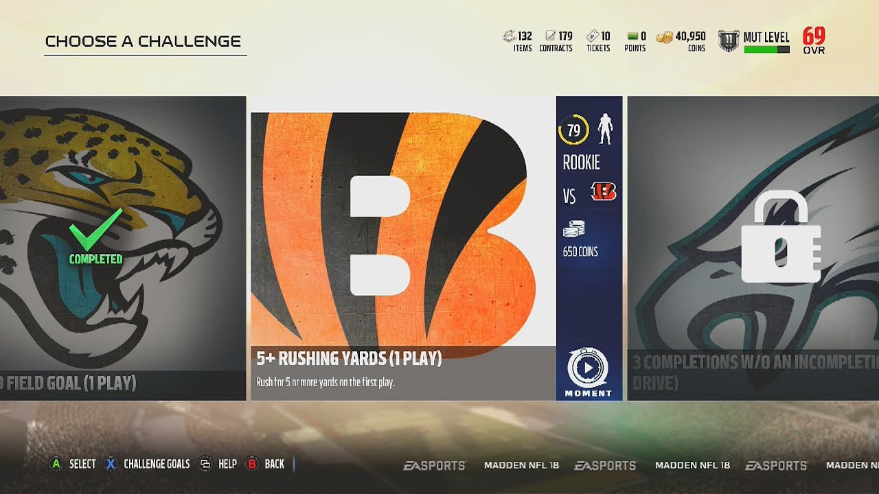 Madden NFL 18 | Gauntlet | Rookie Challenge #7 | 5+ Rushing Yards (1 Play)