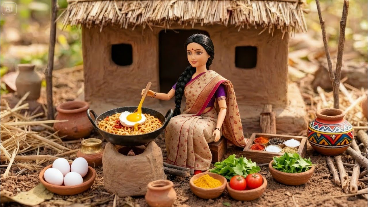 Miniature Doll Breakfast ASMR 🍳 | Tiny Indian Cooking Sounds | Relaxing Video