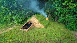 Girl Living Off The Grid Built The Most Beautiful Underground Tunnel Bunker with Little kitchen