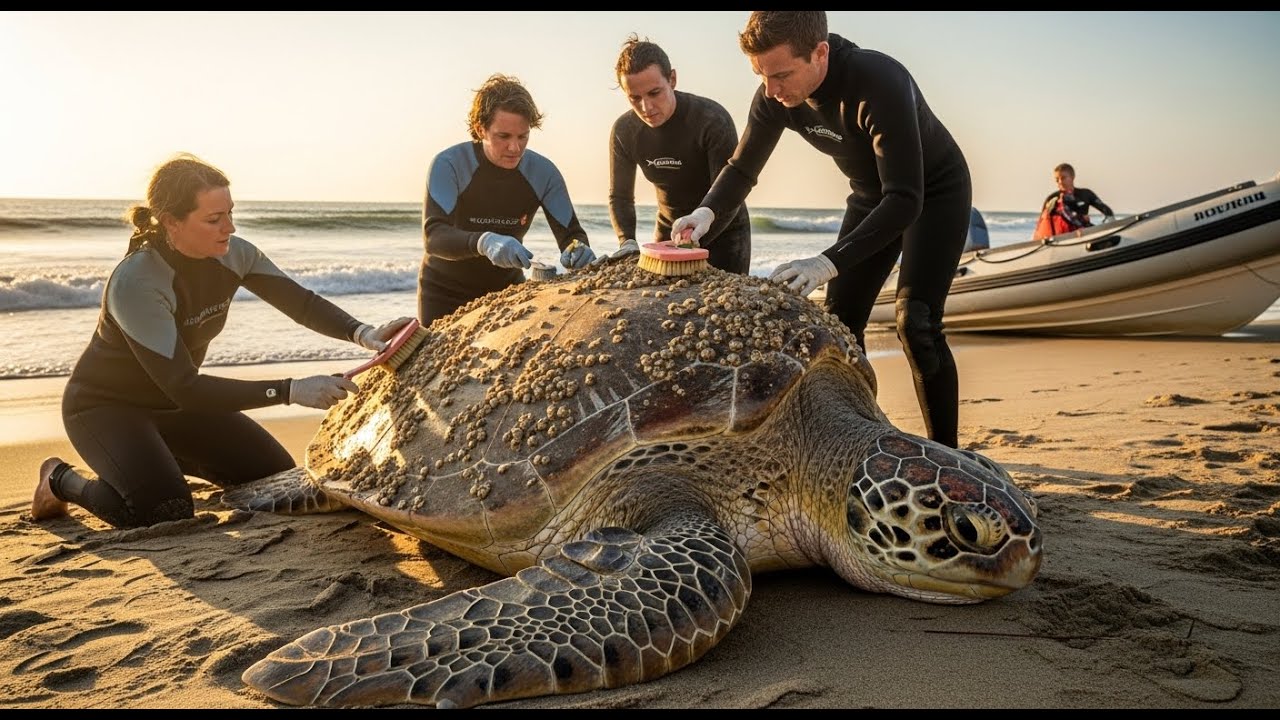 Sea Turtle Rescue in Coral Reef: Gentle Ocean Save Video Now