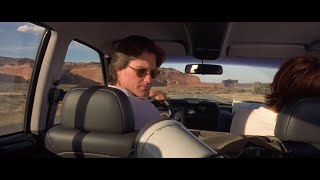"Shit-For-Brains" Jeff Taylor (Kurt Russell) nearly hits truck on the freeway - Breakdown (1997)