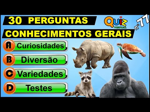 QUIZ VIRTUAL 77 - Perguntas de Conhecimentos Gerais | Perguntas para gincana e torta na cara.