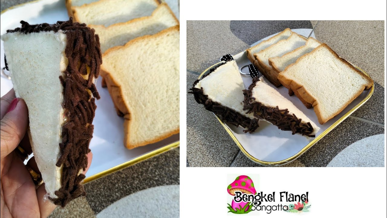 Membuat Gantungan Kunci Jajanan Kekinian Roti Tawar Dari Kain Flanel