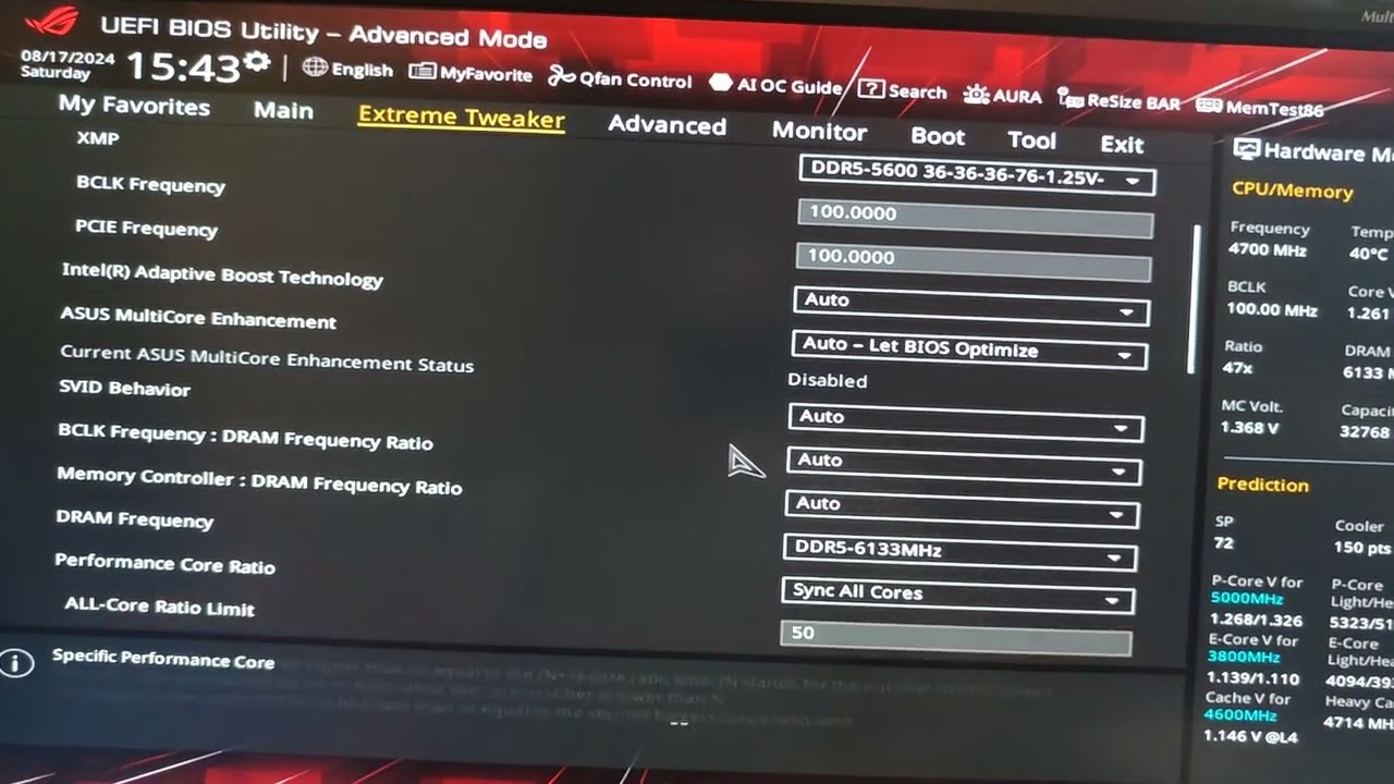 ASUS Z690 Hero BIOS 3802 constantly showing Advanced OC warning