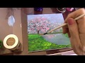 Как написать легкий Весенний пейзаж акрилом. .Spring landscape in acrylic